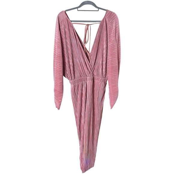 ASOS Plisse Surplice Faux Wrap Long Sleeve Midi Dress size 16 - Picture 2 of 5